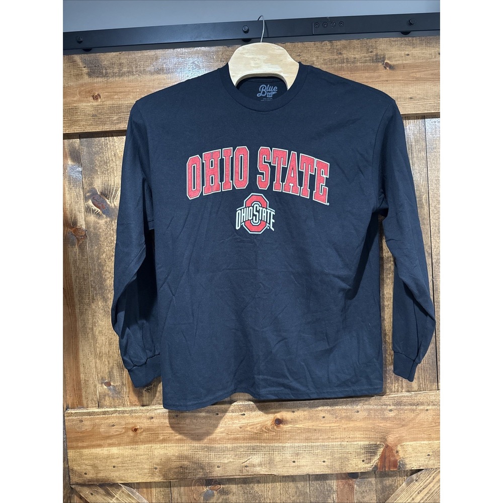 Ohio State University Buckeyes Blue 84 Black Long Sleeve Shirt Logo Men XL‎ NWOT